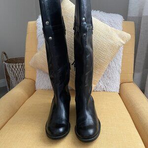 Naughty Monkey Black Leather Boots with Tassel Back.  Size 6